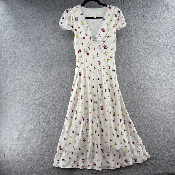 GAP x DÔEN Ivory Flora Flutter Sleeve Midi/Maxi Dress – Size 2 - Picture 2 of 16